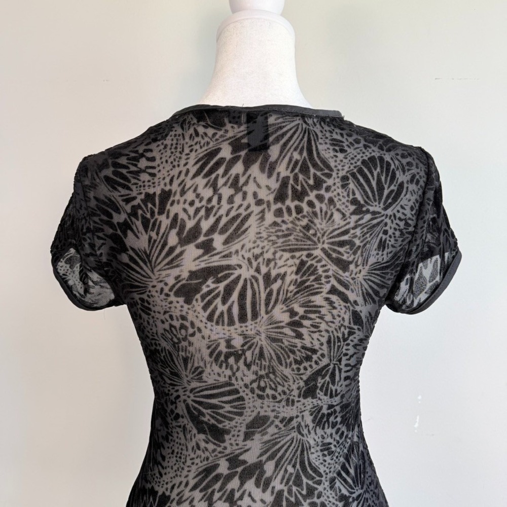 Black Velvet‎ Burnout Babydoll Sheer Back Top Medium Lace Fairy Grunge - Picture 7 of 10